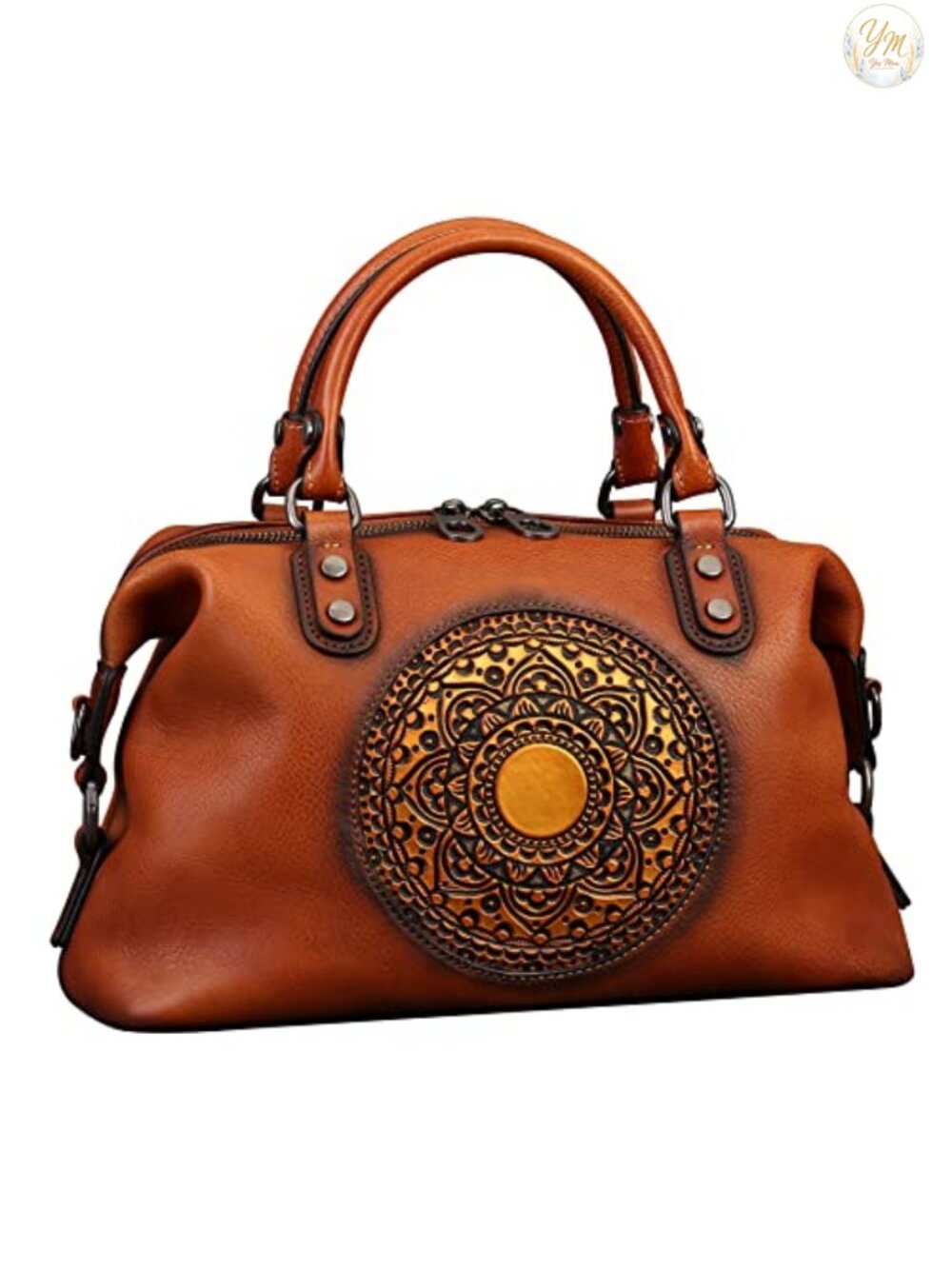 Genuine Leather Vintage Crossbody Tote Bag Retro Mandela Handbag Purse